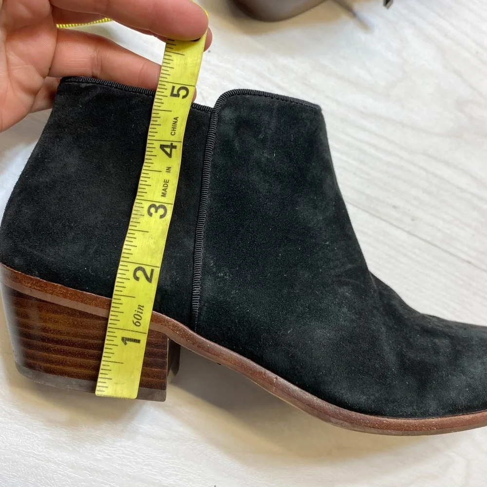 Sam Edelman Petty‎ Ankle Booties Womens Size 9M Black Suede Leather Side Zipper